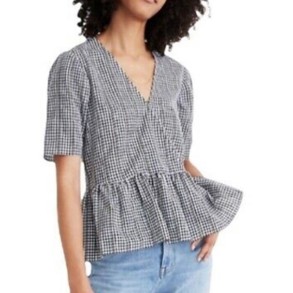Madewell Gingham Wrap Top